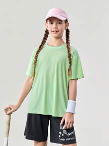 JNSQ T-shirt ample de sport professionnel pour l'extérieur, T-shirt ample de sport professionnel à col rond pour enfants