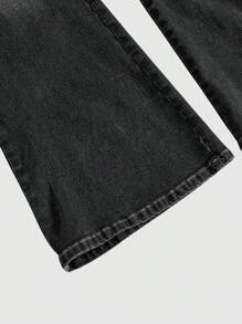 ROMWE J-Fashion Quần Jeans Nữ Lưng Thấp Siêu Thấp Thiết Kế Hình Chữ Thập Cổ Điển Skinny Y2K Harajuku Gyaru Ren Patchwork Y2K - Xám - Xem 4