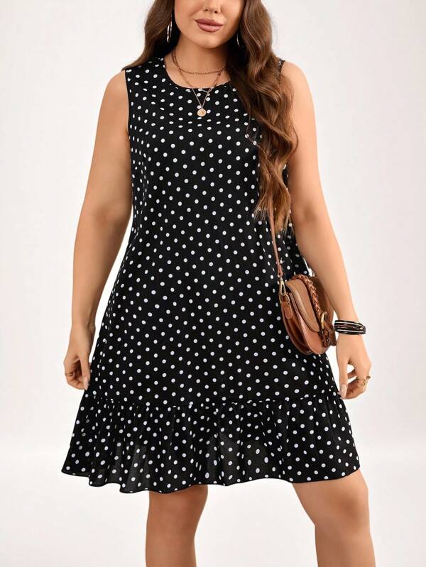 SHEIN LUNE Plus Size Women's Round Neck Sleeveless Summer Dresses