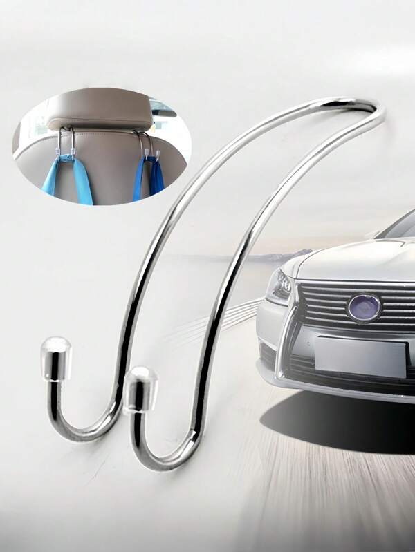 Stainless Steel Car Hooks, Seat Back Organizer Hooks, Truck Auto Headrest Storage Bag – Durable Hooks & Safe Car Accessories