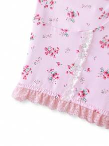 Áo hai dây kiểu dáng dễ thương, họa tiết hoa nhí, điểm nhấn nơ, phối ren, dáng croptop, phong cách búp bê Kawaii dành cho tuổi teen. - Hồng - Xem 5