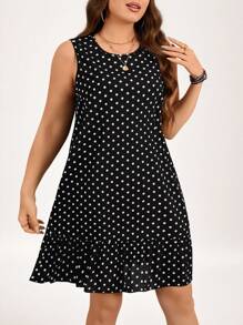 SHEIN LUNE Plus Size Women's Round Neck Sleeveless Summer Dresses