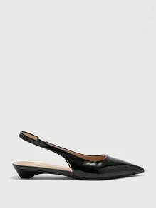 CUCCOO BIZCHIC Bailarinas de punta planas y cómodas con tira trasera, de tacón bajo y casual, versátiles para la oficina y el transporte, en color negro, para Navidad - Negro - Ver 4