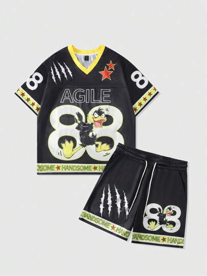 Street Life مجموعة قميص ورشكطة من قماش لامع مخملي منسوج رياضية ، زي رياضي