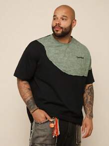 EASEVO Áo thun dệt kim tay ngắn cổ tròn dáng rộng cỡ lớn cho nam, mùa hè - màu đen - Xem 4