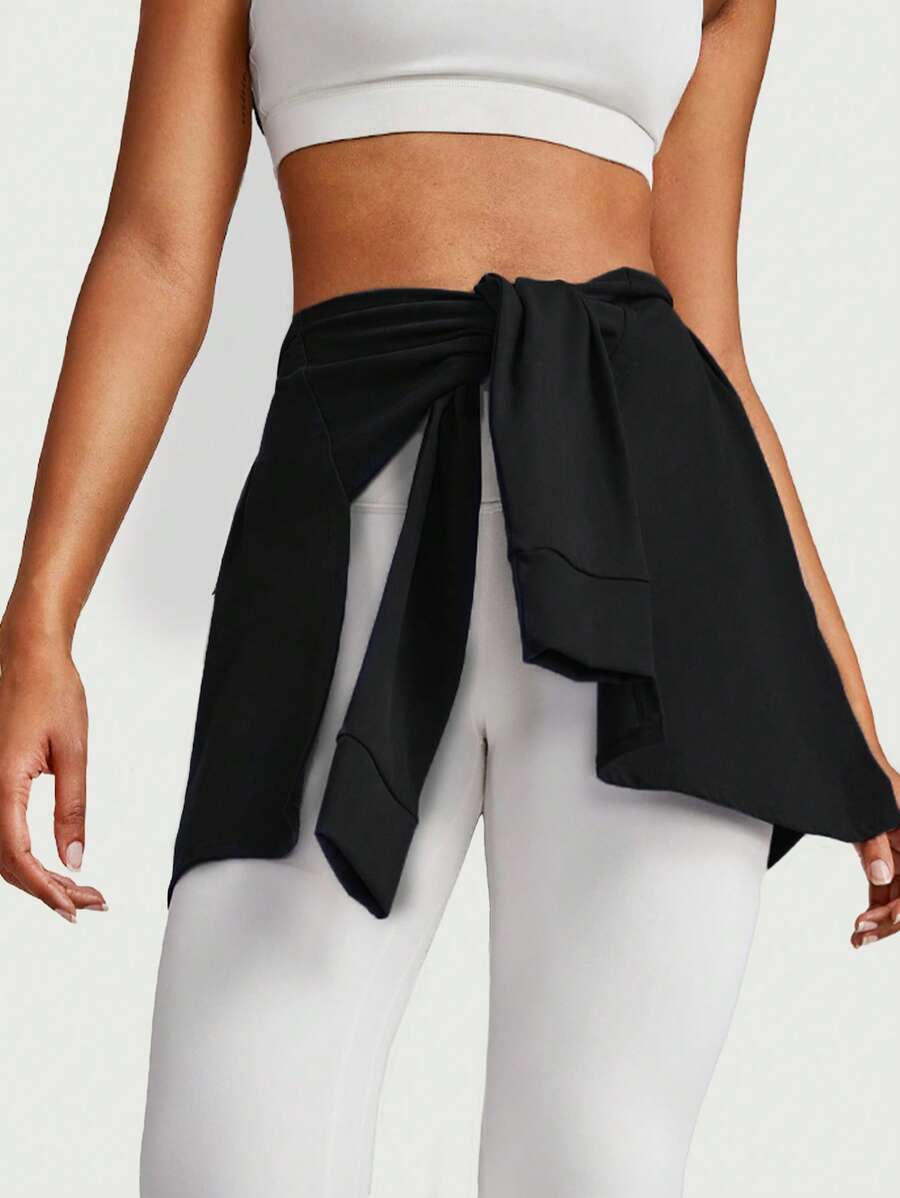 GLOWMODE FeatherFit™-Air Tie Up Wrap Up Pleated Skirt Dance Training Daily Quick Dry Moisture Wicking - Black - View 1