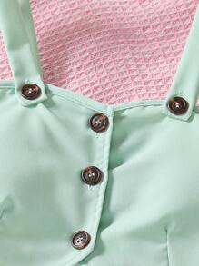 2pcs/Set Elegant Tween GirlsCamisole Top And Trousers Set - Green - View 4