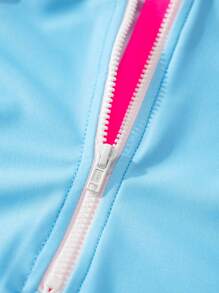 BABY SHARK X SHEIN Traje de baño de una pieza con estampado de tiburón de dibujos animados y mangas raglan para niña en estilo de vacaciones de playa de verano