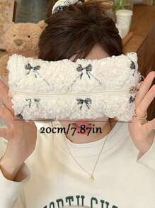 1 件蝴蝶结笔袋刺绣笔袋，女士/学生文具收纳袋，耳机收纳配件，返校，可爱多功能收纳袋，铅笔盒，化妆包，文具，化妆品，护肤品，口红，刷子，硬币，小物件，返校，学校用品 - 彩色 - 查看 11