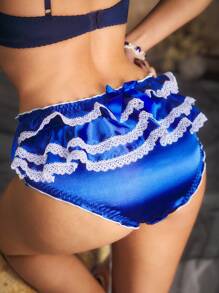 PinupGlam Geschichtete, gerafftes, gefaltetes, spitzen, schleifen, satin, gekerbtem, bodycon, romantisches Damen-Slip