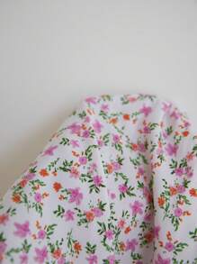 Elamini Sleeveless Tie Waist Ditsy Floral Fitted Summer Dress - Multicolor - View 3