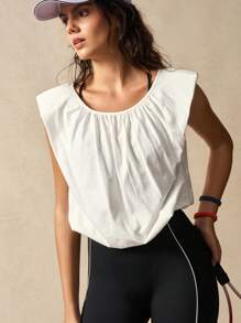 VARSIVA Camiseta deportiva de unicolor sin espalda para mujer, top de verano para entrenamiento de mujer - Blanco - Ver 3
