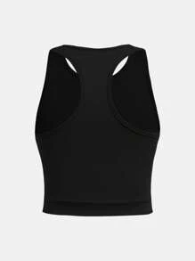 SHEIN Leap Crew Tween Girl Knitted Solid Tank Top And Pants Sportswear Set 4Pieces 2 Color Set, For Daily Wear, Back To School - Baby Blue - View 12