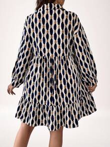 SHEIN LUNE Talla grande Vestido smock con estampado bajo con fruncido