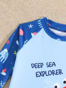Camiseta de protección solar de manga larga para bebé niño, elegante para natación en verano - Azul - Ver 6