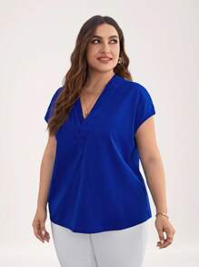 SHEIN LUNE Plus Solid Batwing Sleeve Blouse