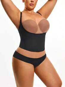 SHAPORA Seamless Open Bust Shapewear Top Body Shaper Bust Lifter-Tummy Waist Control - Black - View 1