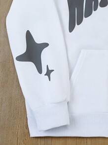 SHEIN Hooded Y2K Street Printed Sweatshirt Sweatshirt For Teenage Boys, Halloween Theme Fall Winter - White - View 3