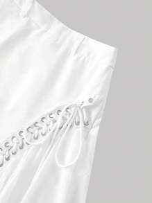 SHEIN MOD Women Asymmetrical Ruffled Strap Skirt, Boho Skirt,Concert Women,Western Wear Women,Long Skirt,White Skirt,Low Rise Skirt - White - View 4