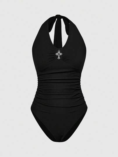 J-Fashion Combinaison avec décoration de croix punk, chaîne multirang pour le cou