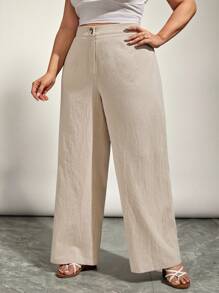 SHEIN VCAY Plus Solid Straight Leg Trousers