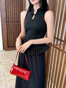 Breezaya Women's Long Waist-Cinching Sleeveless Button Up Elegant Dress - Black - View 5