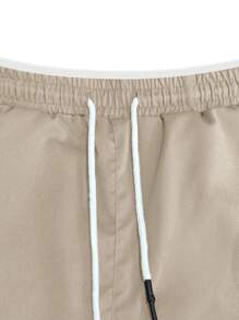 Manfinity Homme Pantalones cargo casuales de hombres con decoración de cordón en la cintura
