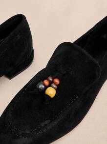 Rosivie 女士方头舒适休闲日常百搭黑色法式优雅平底乐福鞋 - 黑色 - 查看 8