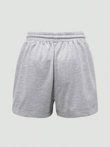 INAWLY 女式夏季休闲骑士印花抽绳腰短裤 - 淺灰色 - 查看 2