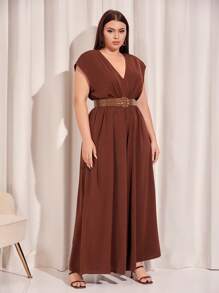 Firerie 大碼後拉鏈不附腰帶闊腿連體褲