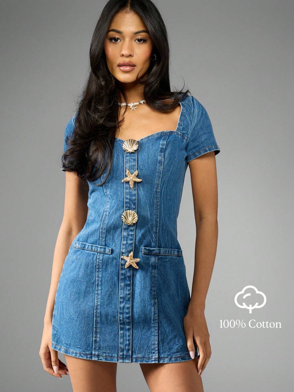 shell denim dress PerfitlyPetite on LTK