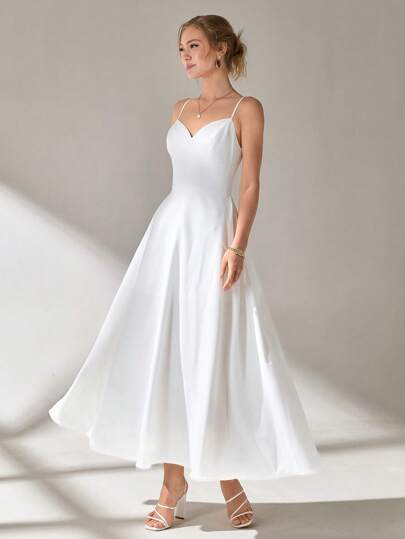 CLARA VERO Corset Strap A-Line Mid-Length Dress