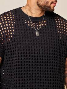 EASEVO Maglione smanicato casual da uomo oversize, a girocollo, in maglia nera, con spalle cadenti, adatto per l'autunno e l'inverno