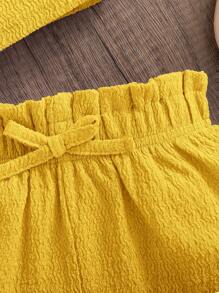 Emery Rose Kids Emery Rose Kids 2pcs/Set Young Girl Knitted Solid Sleeveless Top And Shorts Set - Yellow - View 3