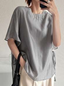FRIFUL Blusa holgada con mangas de murciélago, blusa informal de verano para uso profesional