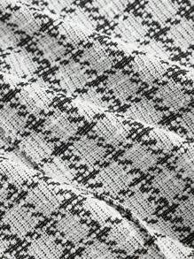 SHEIN MOD Plus Size Women Gray High Waist Shorts With Dual Belt Decor,Tweed, Black And White Check, Double Belt, High Waist Shorts, Office Siren Style