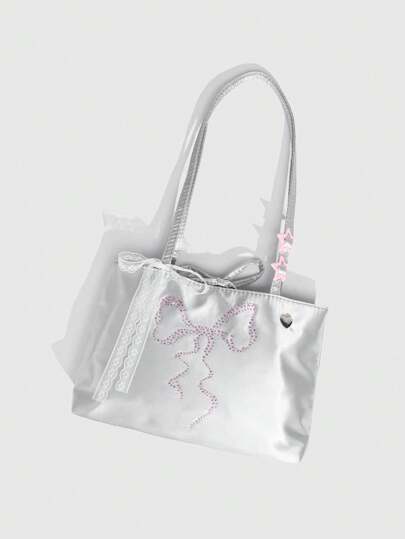 Kawaii 1 pièce Sac à épaule papillon décoratif à la mode avec nœud papillon et strass, style Y2K pour femmes