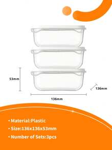 SHEIN Basic living 3 piezas Contenedor de almacenamiento de comida 720ml almacenamiento de alimentos minimalista transparente para cocina - Blanco - Ver 5