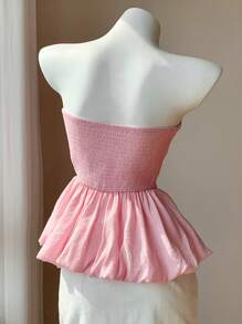 Comfortcana 夏季休闲度假粉色抹胸短款上衣 - 粉色 - 查看 2