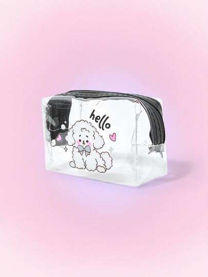 Kawaii Cute Puppy Print Transparent Coin Purse Bag Accessory