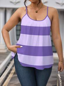 Calvaya Plus Size Color Block Splice Casual Spring/Summer And Camisole Top Graphic Tees Women Tops - Multicolor - View 5