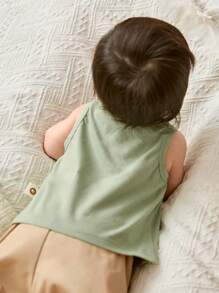Cozy Pixies Newborn Baby Boy/Girl 2pcs/Set Soft Knit Crew Neck Sleeveless Pullover Top