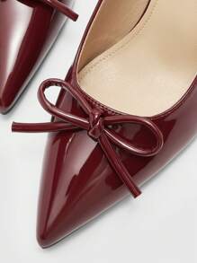CUCCOO BIZCHIC Women's Classic Burgundy Pointed Toe Mid Chunky Heel Slip-On Pumps, Versatile For Commuting, Dating, Party, Holiday, Wedding For Christmas Spring Shoes - Burgundy - View 7
