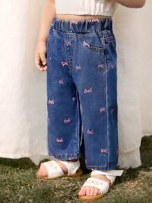 Cozy Pixies Baby Girl Butterfly Pattern Elastic Waist Flared Pants, Versatile & Comfortable - Blue - View 4