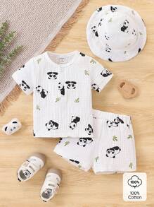 Bộ 3 món áo sơ sinh trung tính Unisex và quần short kèm mũ phụ kiện. Áo dệt trắng họa tiết gấu, bộ quần short trắng và mũ phụ kiện. Thích hợp cho mùa hè, và hoàn hảo cho thể thao, kỳ nghỉ, đi chơi và ở nhà. Đây là trang phục cơ bản đa năng cho mùa hè. Đây là trang phục mùa hè cho trẻ sơ sinh. Trang phục trẻ mới biết đi trẻ sơ sinh Unisex mùa hè. - trắng - Xem 3