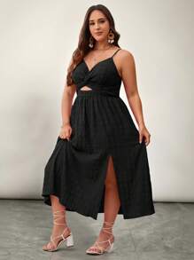 SHEIN VCAY Plus Size Women's Sleeveless Twist Knot Cami Summer Dress