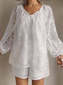 DAZY 波西米亚风格提花面料女士睡衣套装