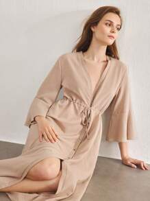 Ocili Ocili Bata de unicolor para mujer, ropa de estar por casa de moda adecuada para el verano