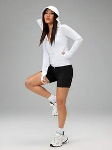 SHEIN PETITE 女士薄款长袖外套，秋冬夏季时尚单品 - 白色 - 查看 5