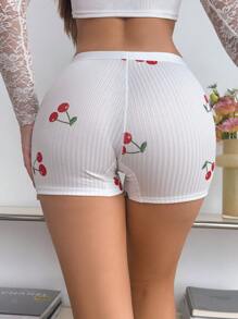 SHEIN Calzoncillos tipo boxer con estampado de cerezas y cadena, lindos y dulces